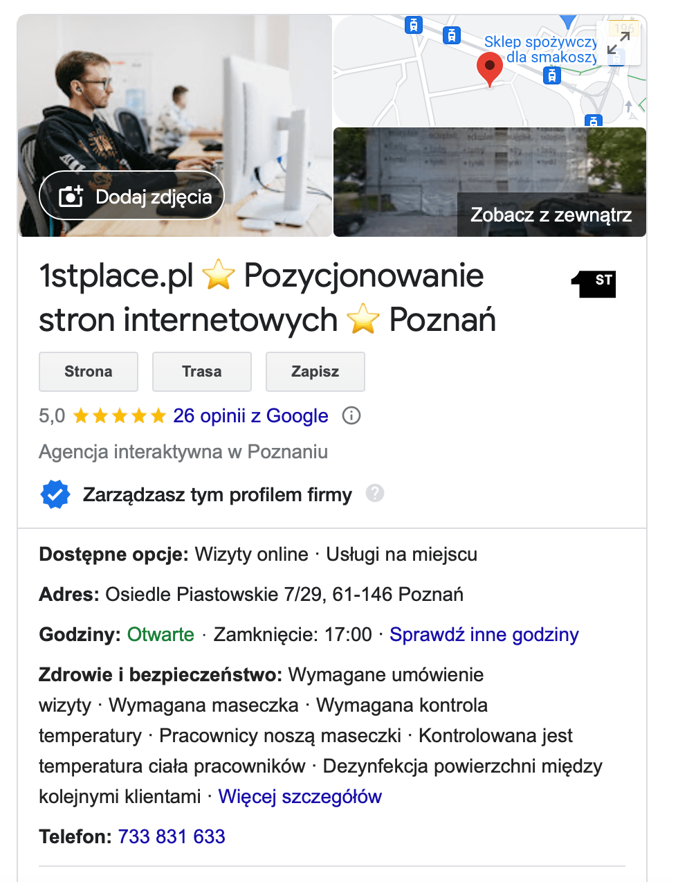 Jak pozycjonować firmę w Google 1stplace pl