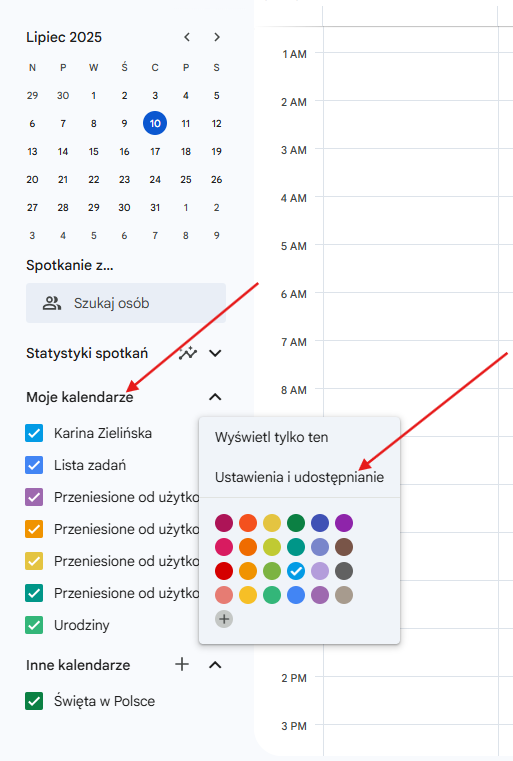jak udostępnić kalendarz Google